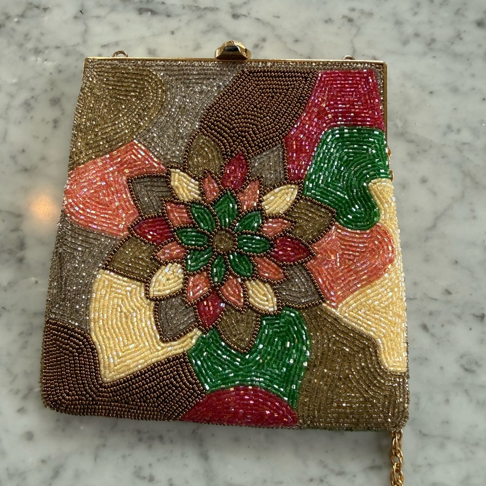 Colorful Beaded Floral Clutch